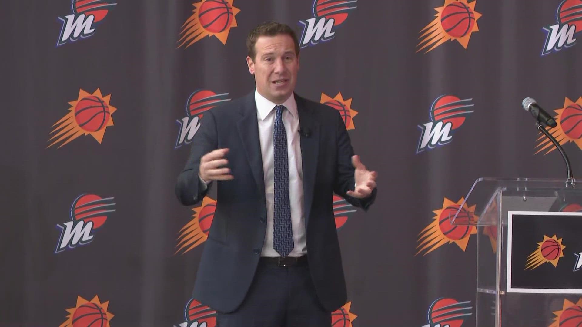 The Phoenix Suns introduced Mat Ishbia as the team's new owner on Wednesday.