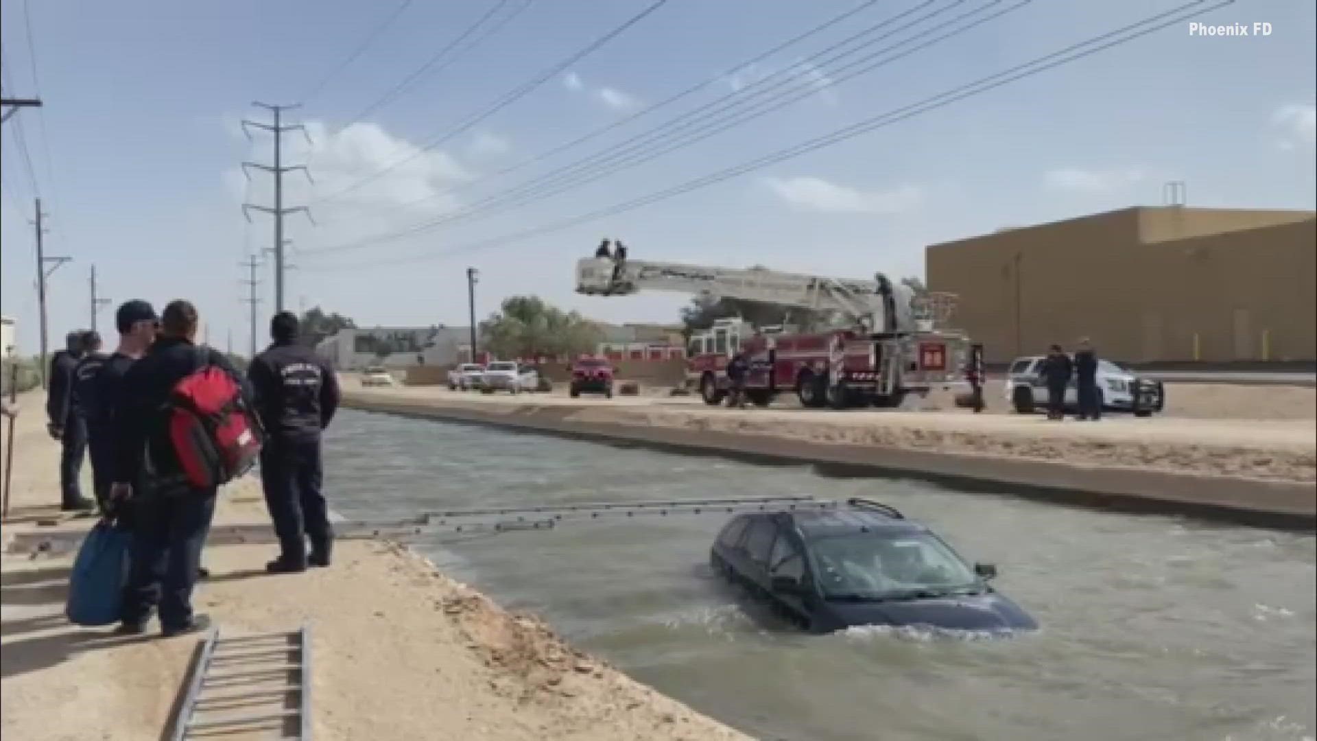 The woman crashed her SUV into a canal near Central Avenue and Baseline Road. The crash is still under investigation.