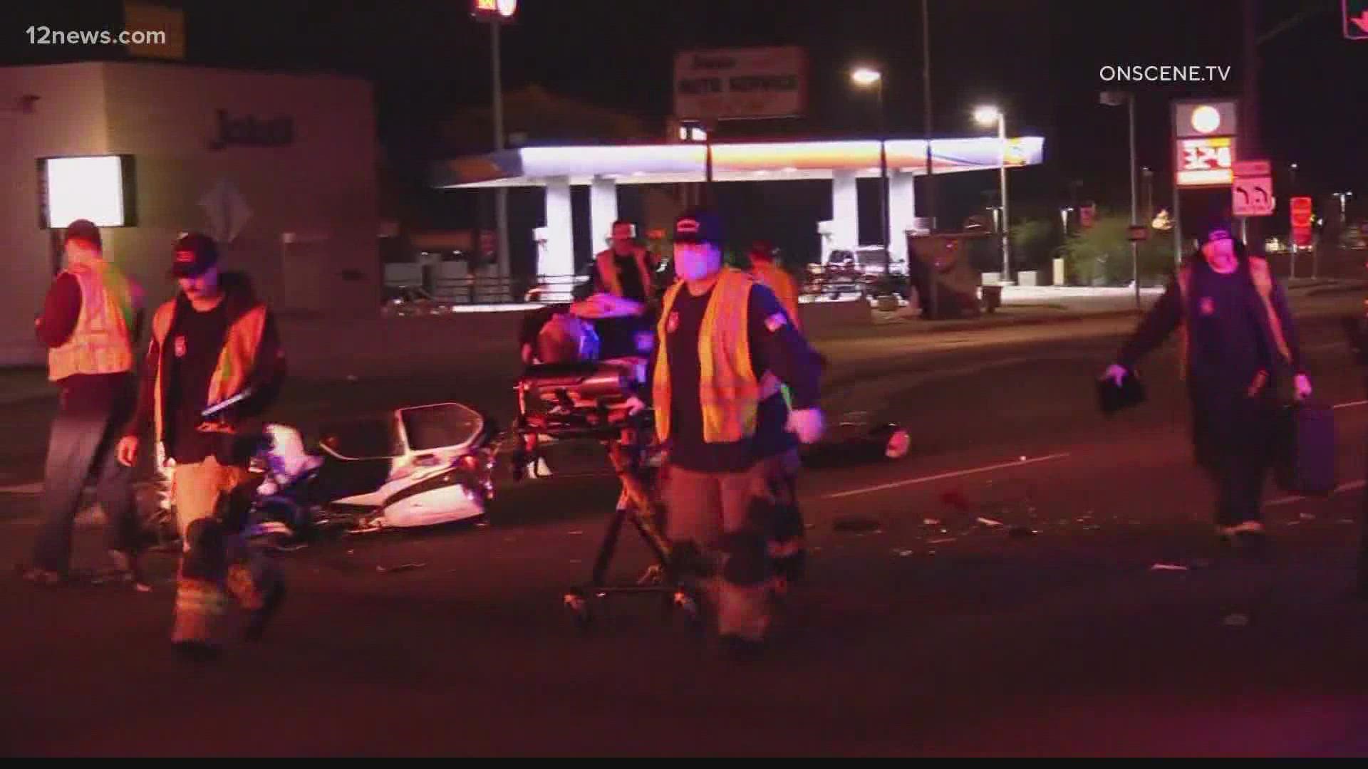 Phoenix police are searching for the driver who hit a motorcycle officer and then fled the scene near 26th Avenue and Bethany Home Road.