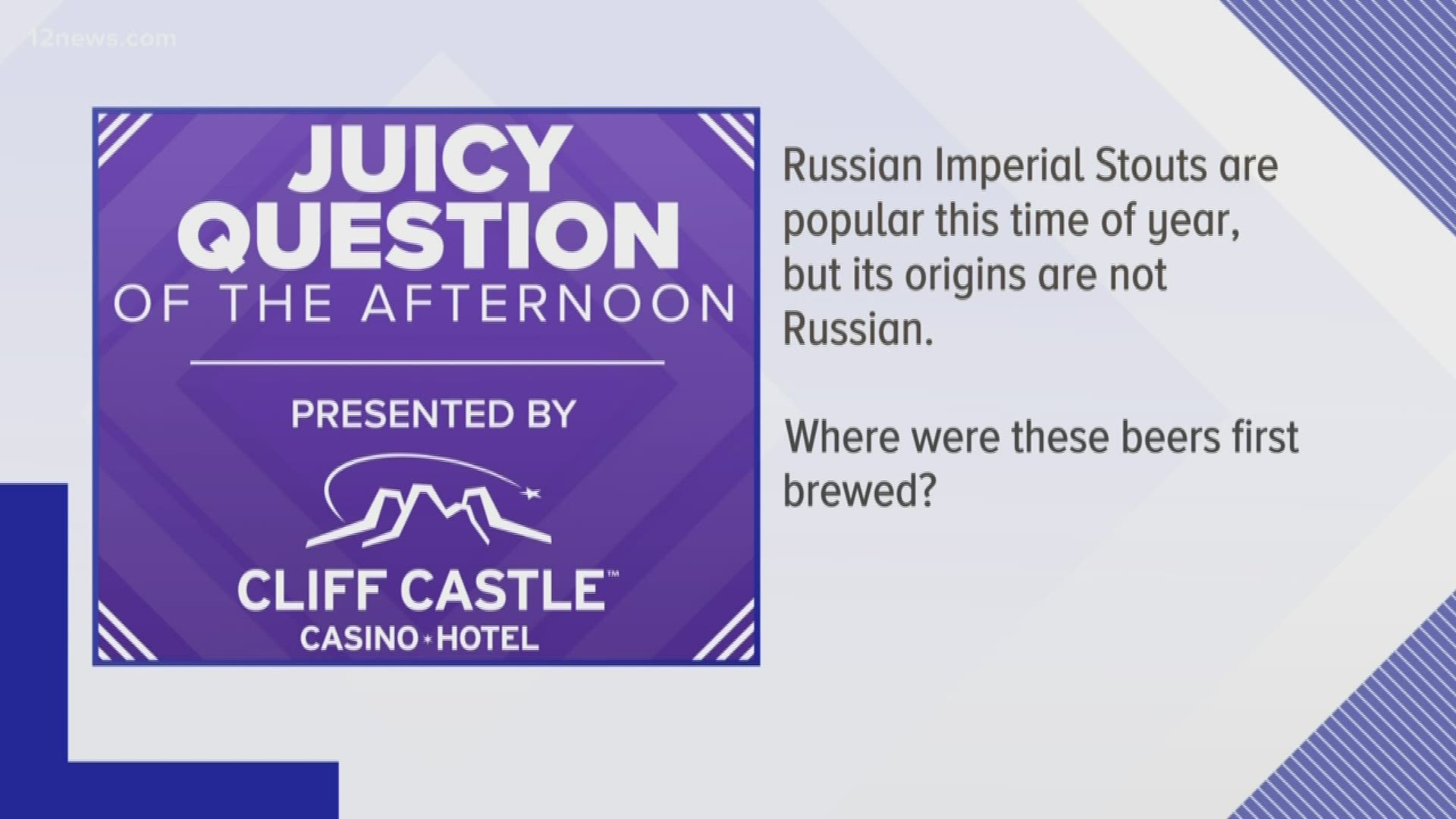 Russian Imperial Stouts are popular this time of year, but its origins are not Russian.  Where were these beers first brewed?