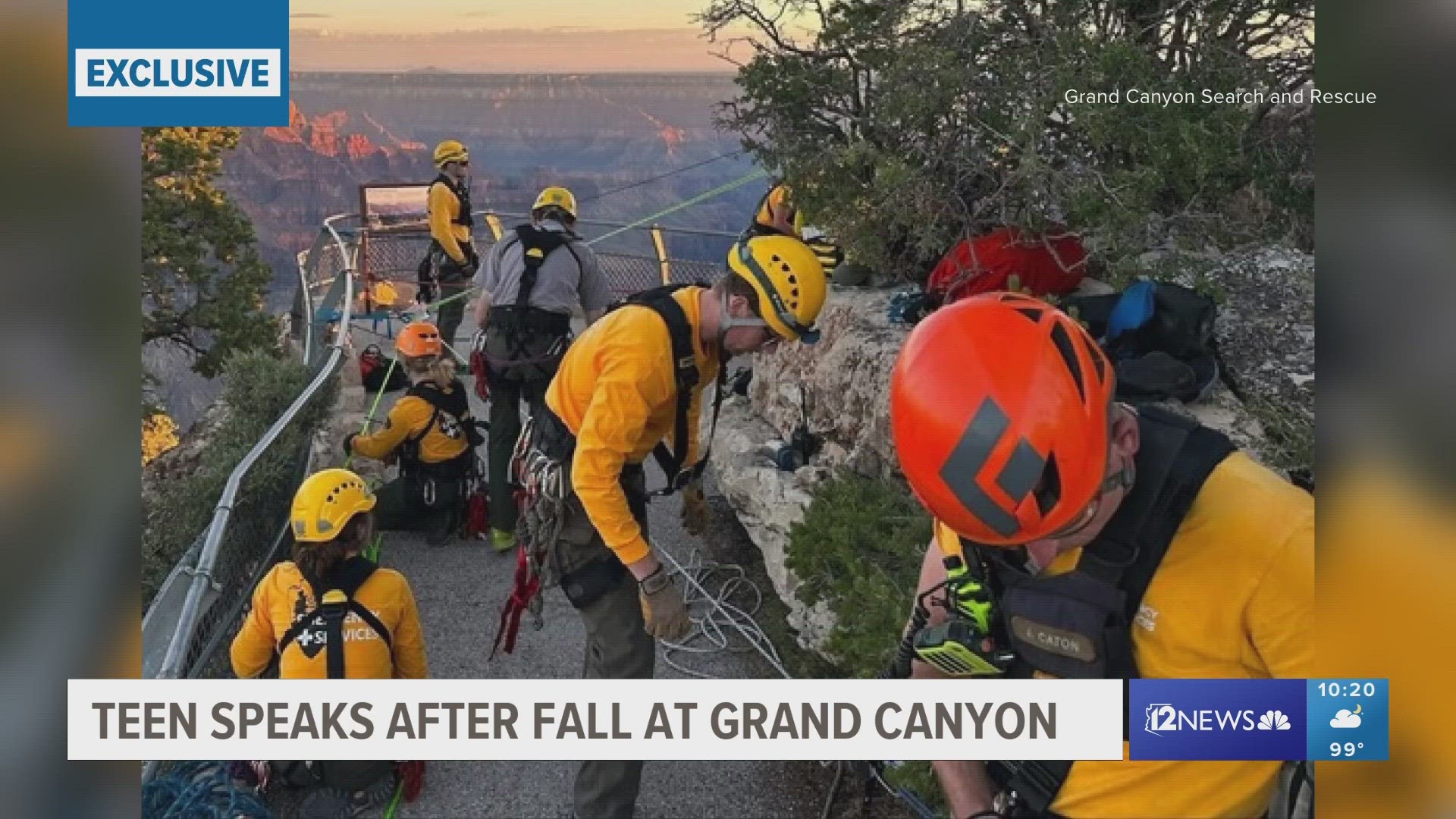A North Dakota teen who fell from a cliff at the Grand Canyon earlier this week  is sharing his story of surviving the nearly 100-foot fall.