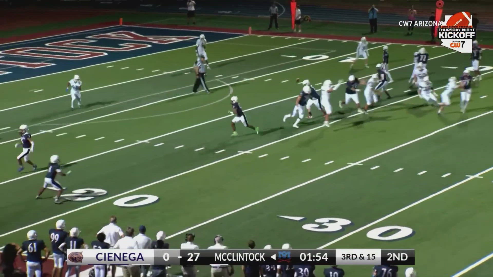 The Chargers are 5-0 for the first time since 2003. Jaxon Knutson threw four more touchdowns which gives him 25 on the season.