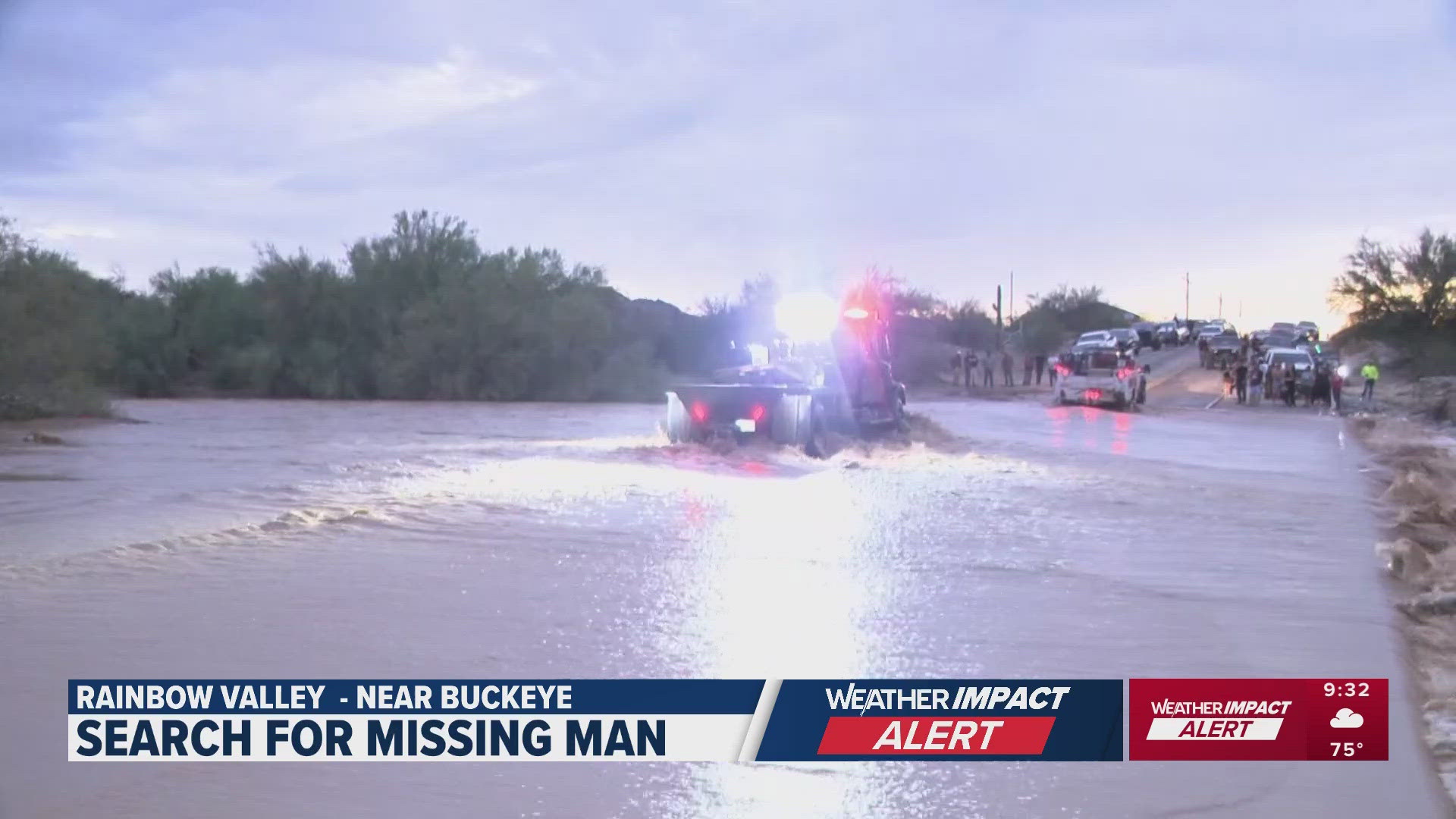 Hundreds of volunteers were searching for Vince Upton, who was swept away when he tried to cross a flooded wash in Rainbow Valley.