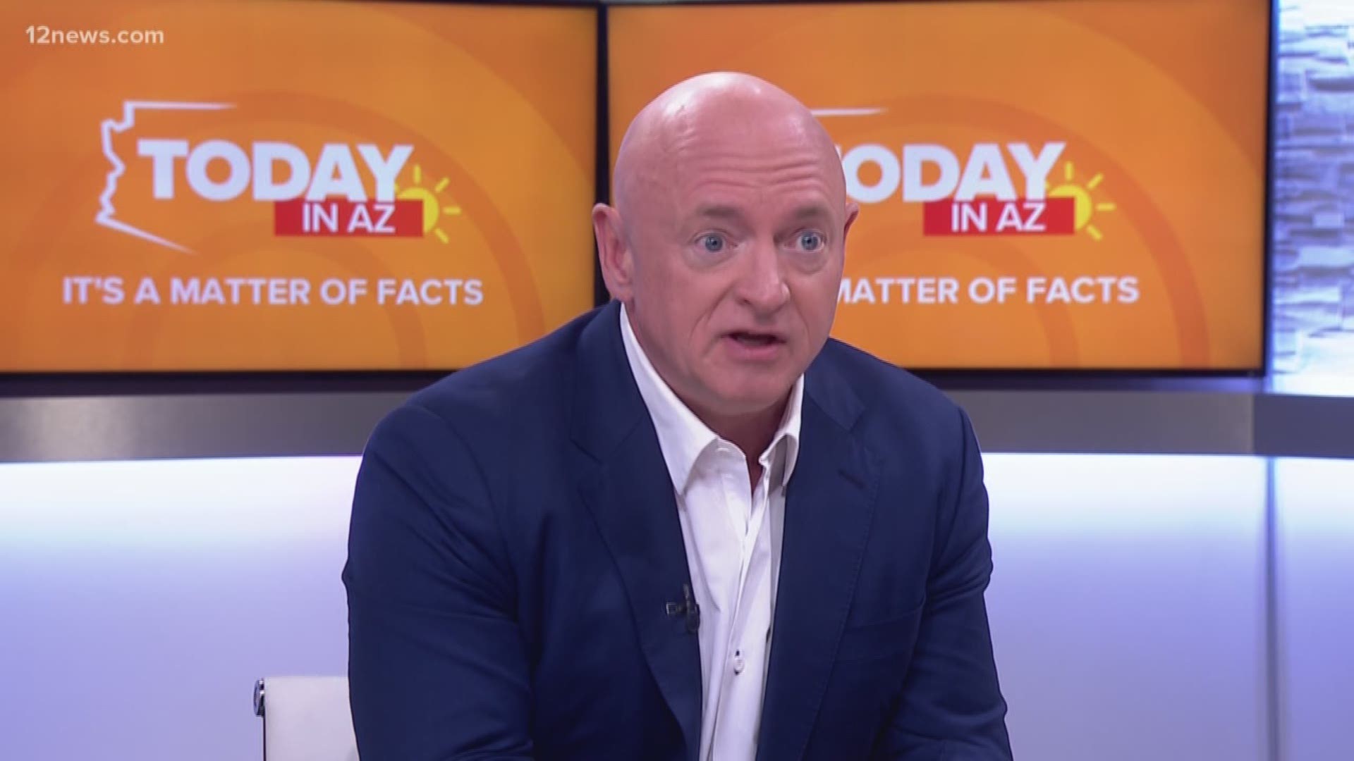 Democratic candidate Mark Kelly talked about health insurance and the concept of Medicare for all in his first live television interview since launching his Arizona Senate campaign.