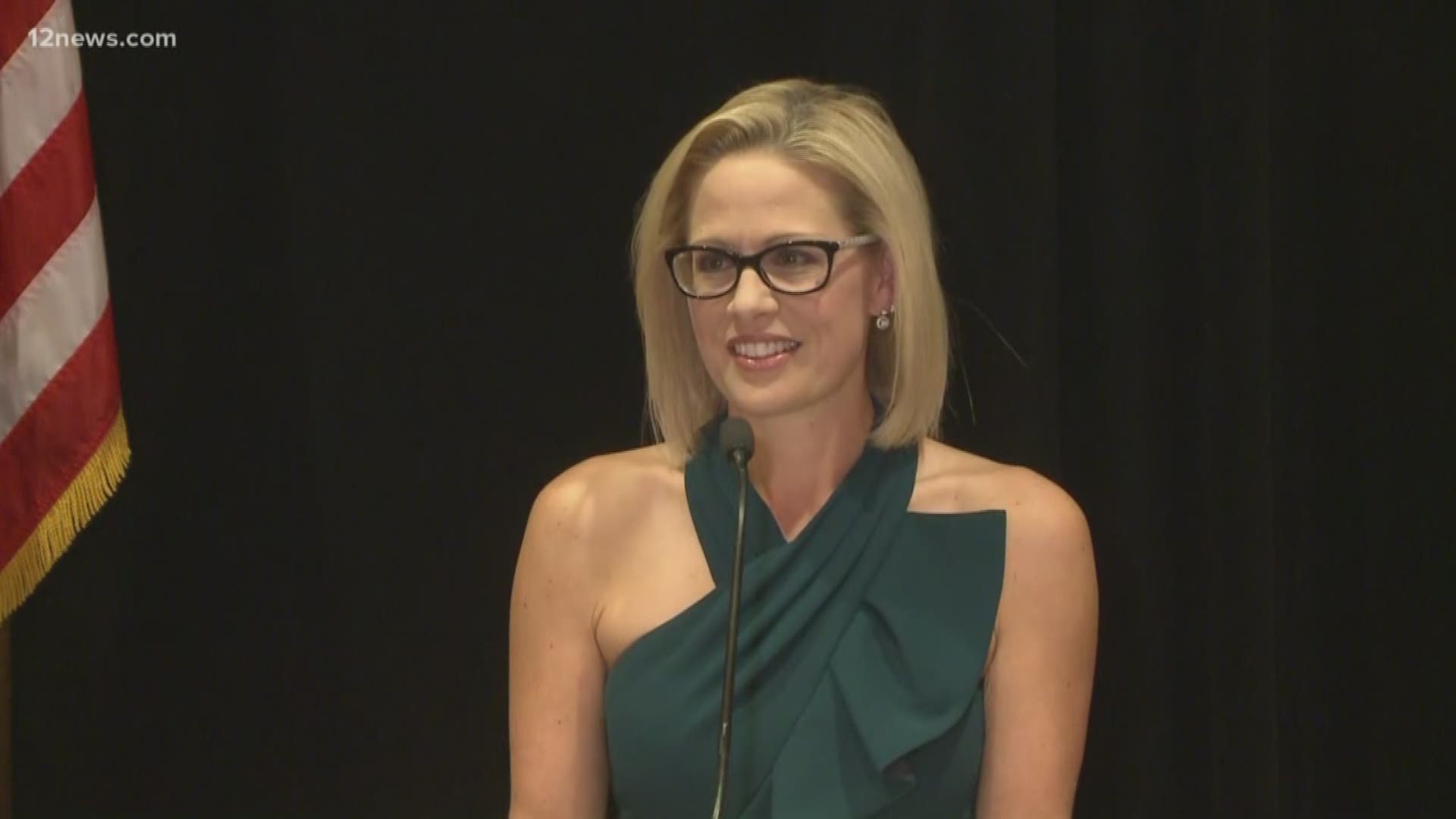 In the race to become the first woman elected to the U.S. Senate in Arizona Democrat Kyrsten Sinema has been declared the winner over Republican Martha McSally. Watch her accept her new position.
