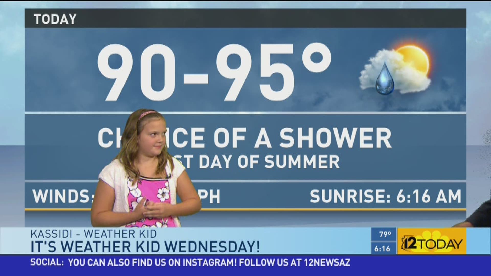 Kassidi from Mesa helps Jimmy Q with the current conditions and 7-day forecast.