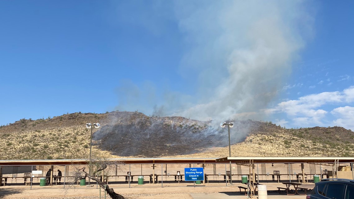 Crews fighting brush fire at shooting range in north Phoenix