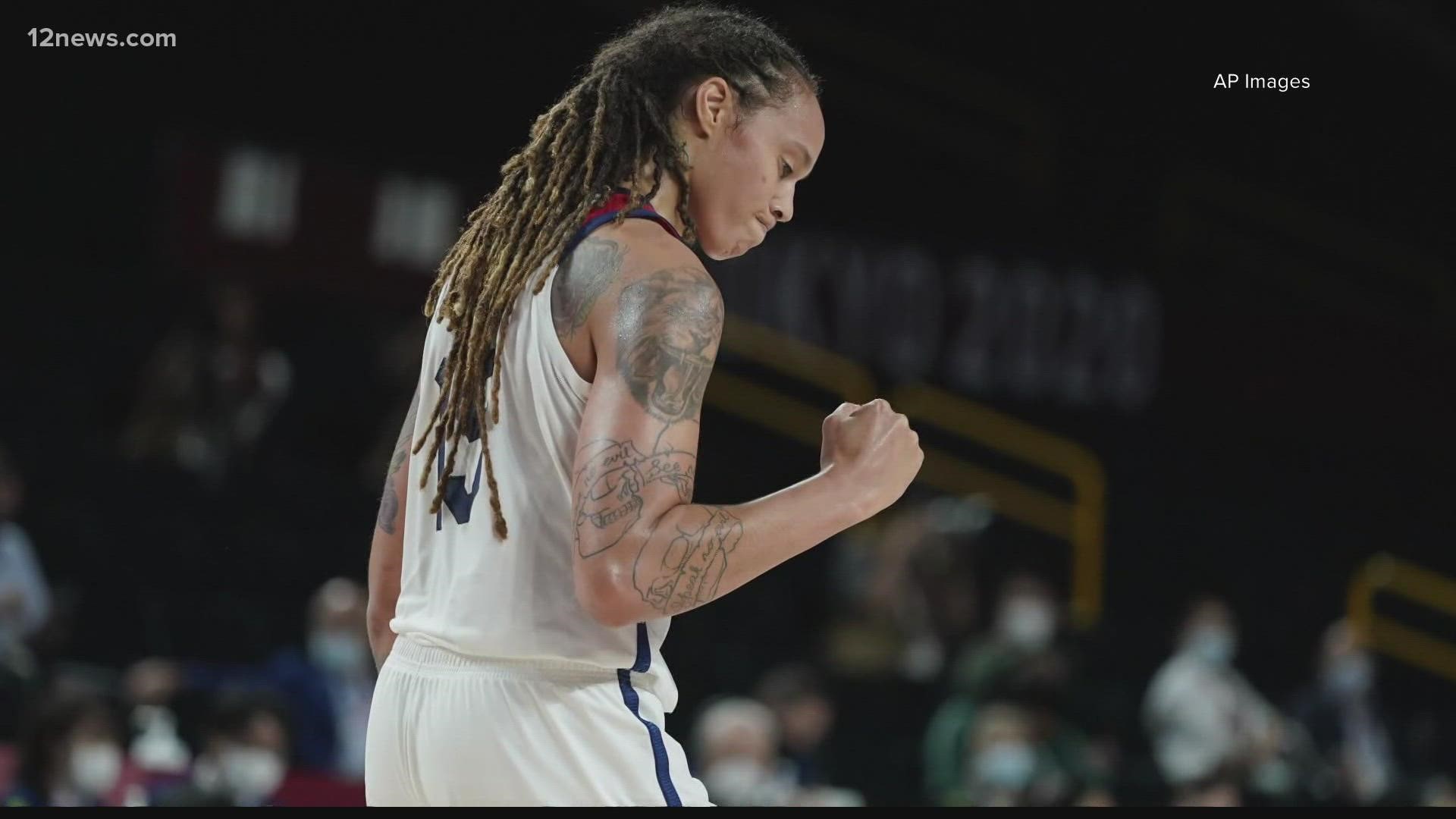 Griner was playing for a Russian team during the WNBA offseason. Authorities in Russia say they found cannabis vape cartridges in her luggage.