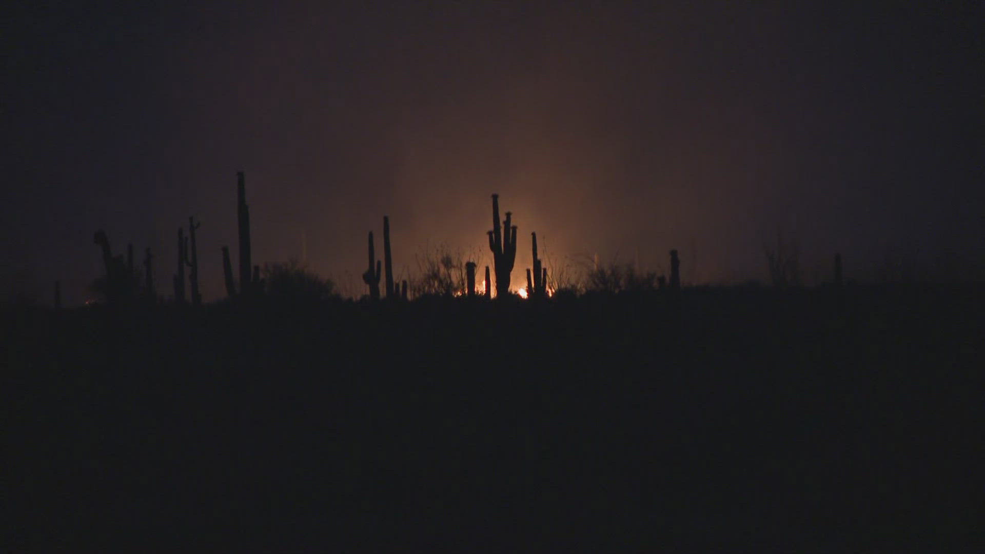 Residents of the Sunrise Desert Vistsas and Granite Mountain Ranch subdivisions have been asked to evacuate as the fire's southeast corner closes in.
