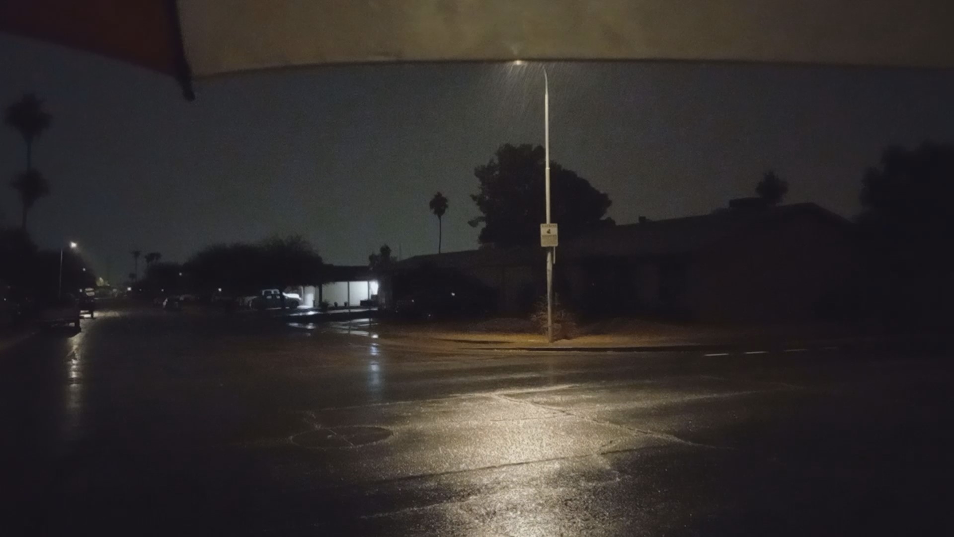 Rain is seen falling near Guadalupe Road and Hardy Drive near Tempe around 4 a.m. on Saturday, November 18, 2023. Courtesy: Satya Mahapatra