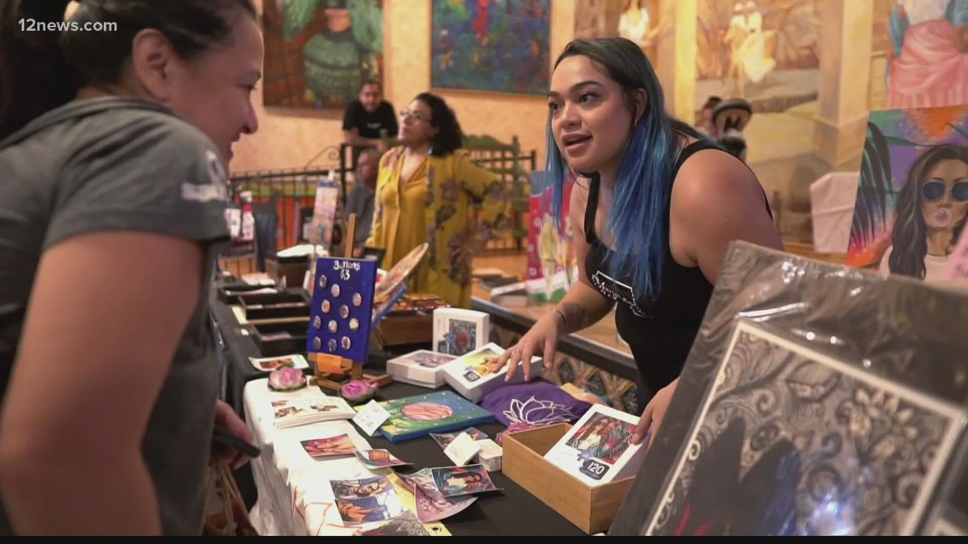 Mujeres Mercado hosts more than 50 Latina-run businesses, offering everything from artwork, handmade soaps, jewelry, food and more.