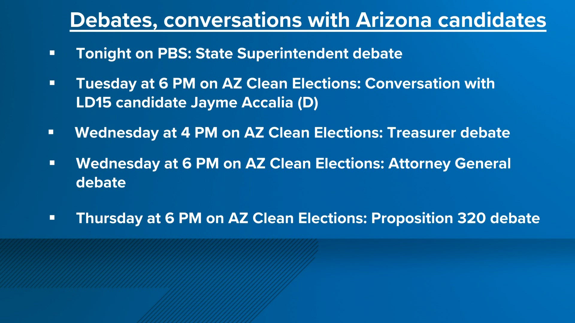 Several Arizona candidates to debate each other this week | 12news.com