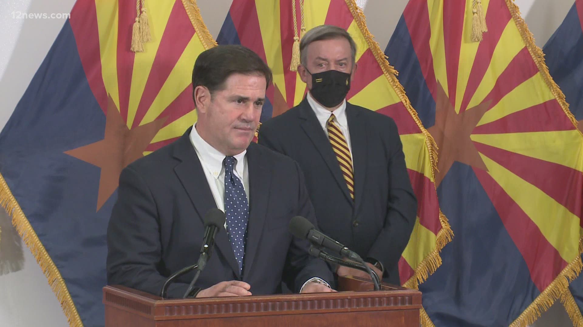 The State of Arizona is giving its three public universities $14 million to continue the fight against COVID-19. Ducey praised all three universities for their work.
