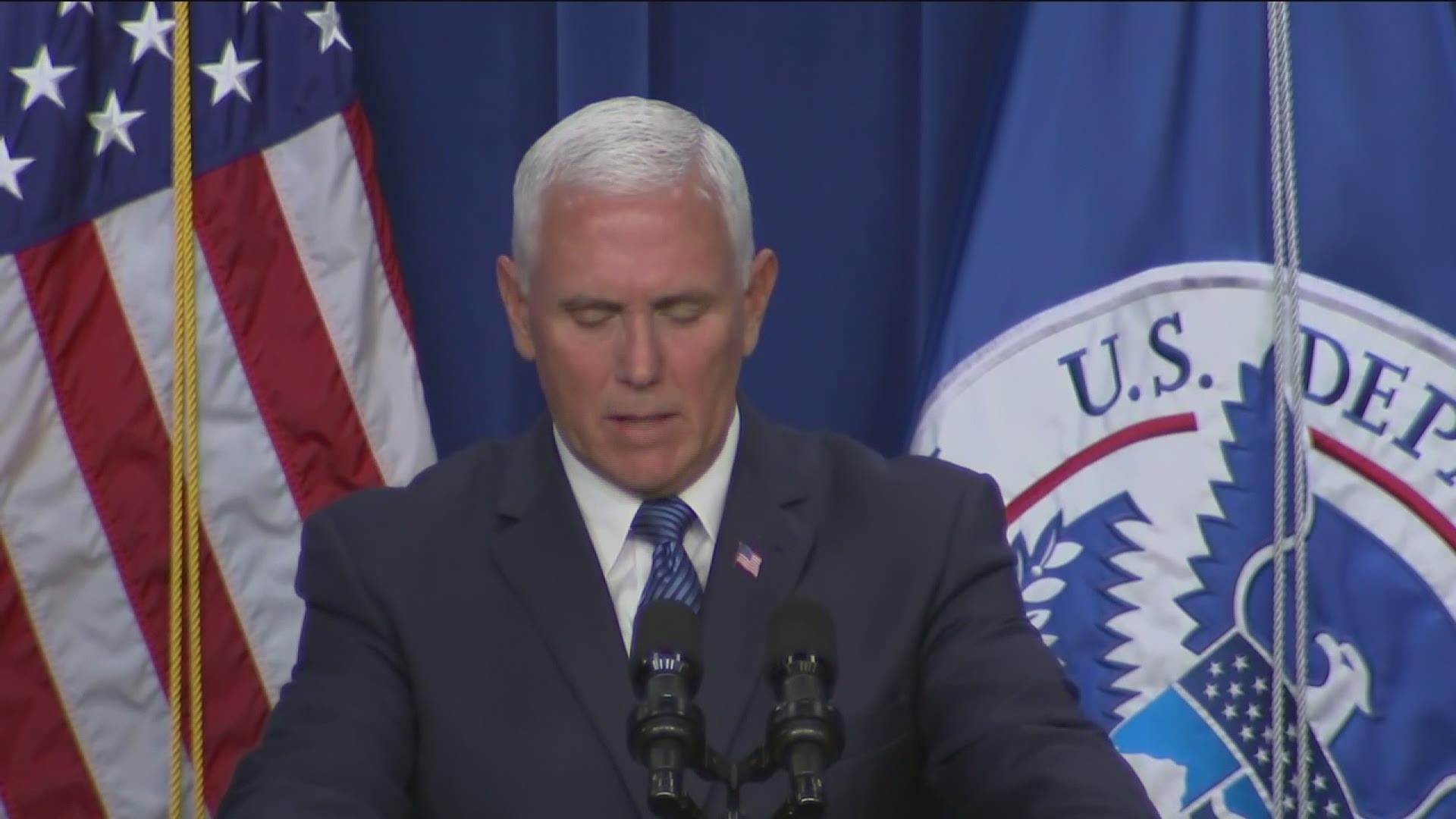 Vice President Mike Pence is defending federal immigration authorities charged with detaining and deporting migrants entering the country illegally. (AP)
