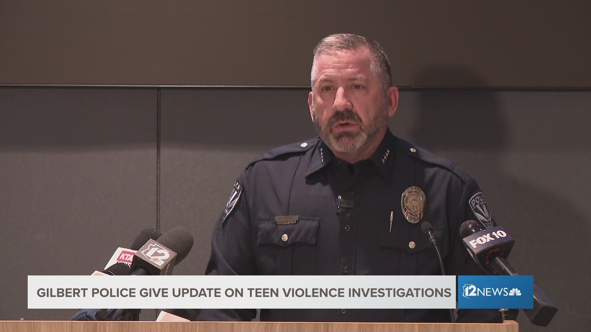 Gilbert Police Chief Michael Soelberg addresses the community and media in a news conference Feb. 22.