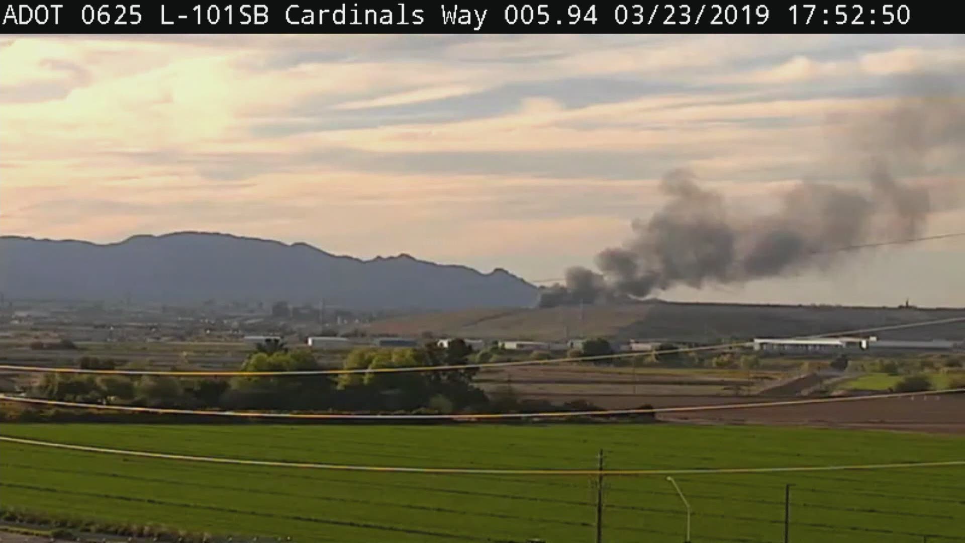 A tire fire near North El Mirage Road and Northern Avenue created clouds of black smoke seen around the Valley.