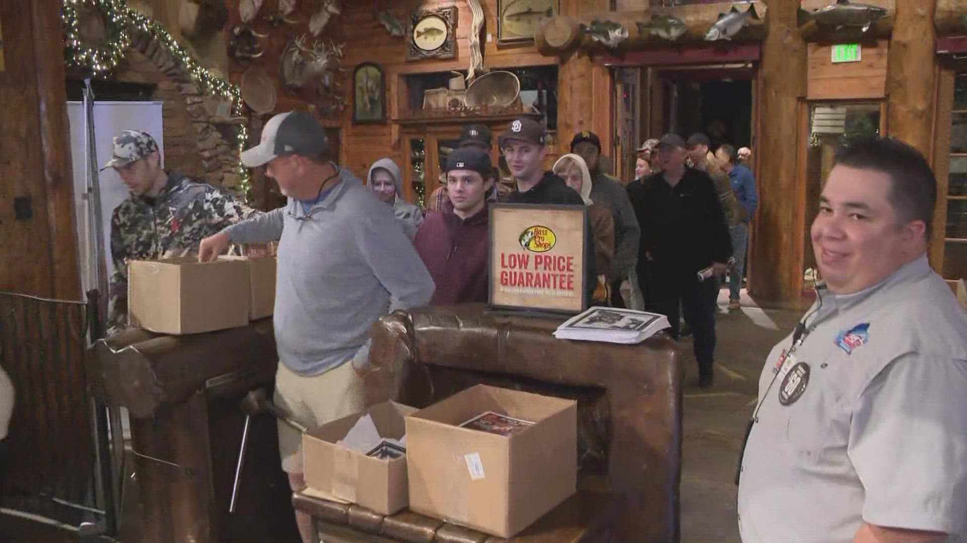 A local Bass Pro Shop had people lining up at 11 p.m. Thanksgiving night.