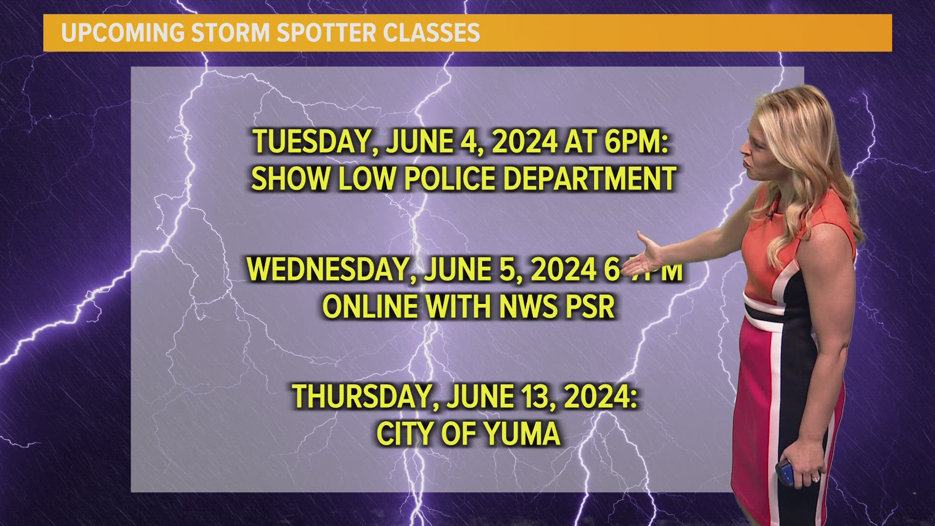 If you're interested in becoming a trained storm spotter or want to brush up your severe weather knowledge, there are a few remaining classes. The sessions are free.