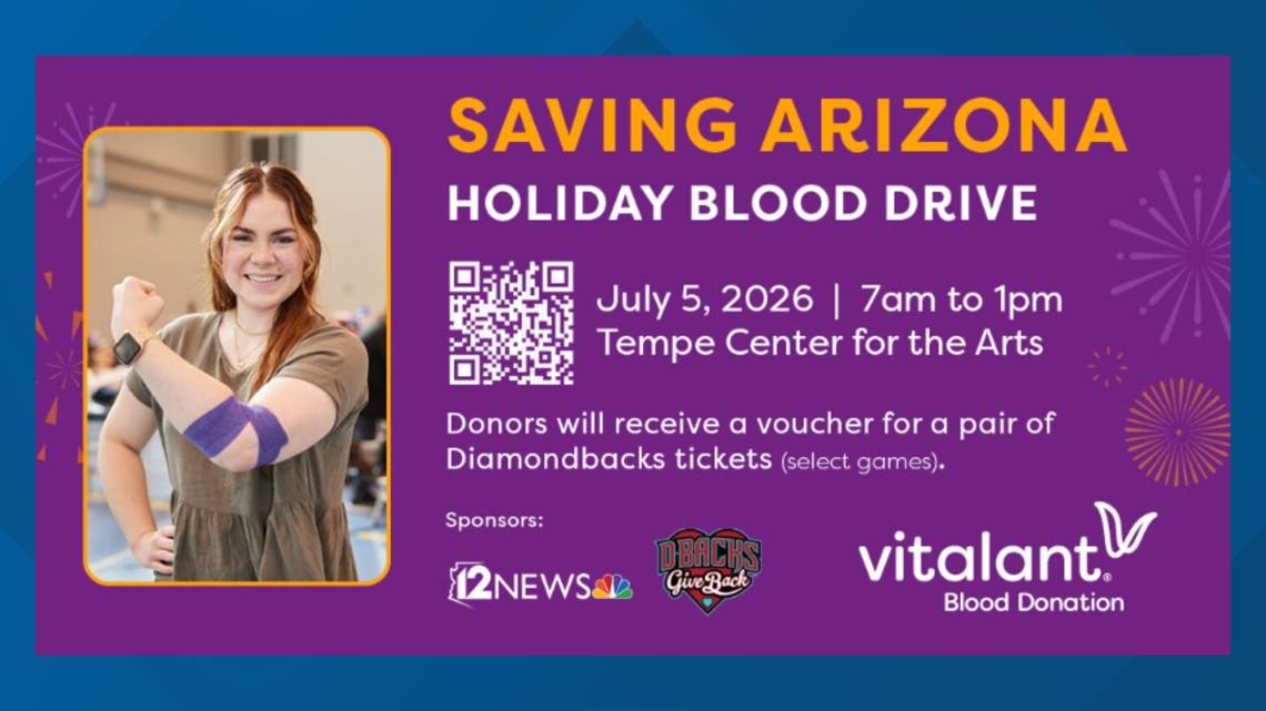 Join the 'Saving Arizona Blood Drive' on July 5 at the Tempe Center for the Arts to boost critical blood supplies and support local hospitals in need.