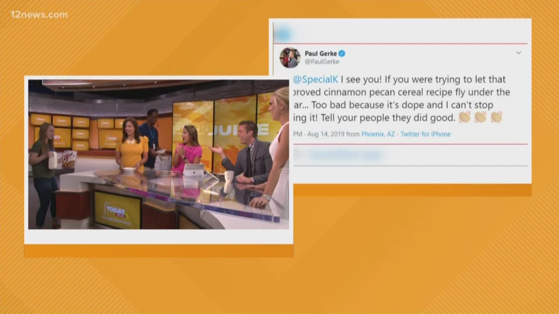 Recently, Paul Gerke took to Twitter to express his love for Special K cereal. Then Special K tweeted him back! Of course, we shared the interaction on Today in AZ.