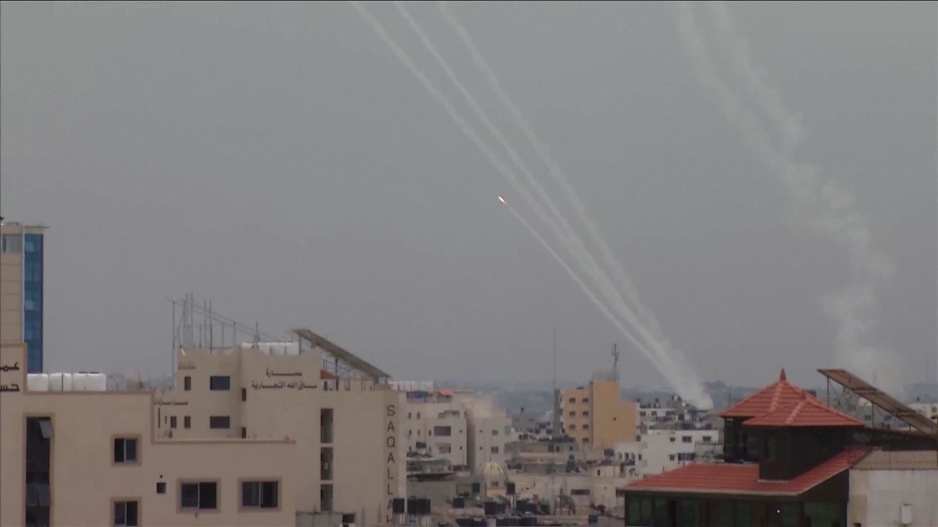 A barrage of rockets was launched towards southern Israel from Gaza Monday as the war between Israel and the militant group Hamas continues.