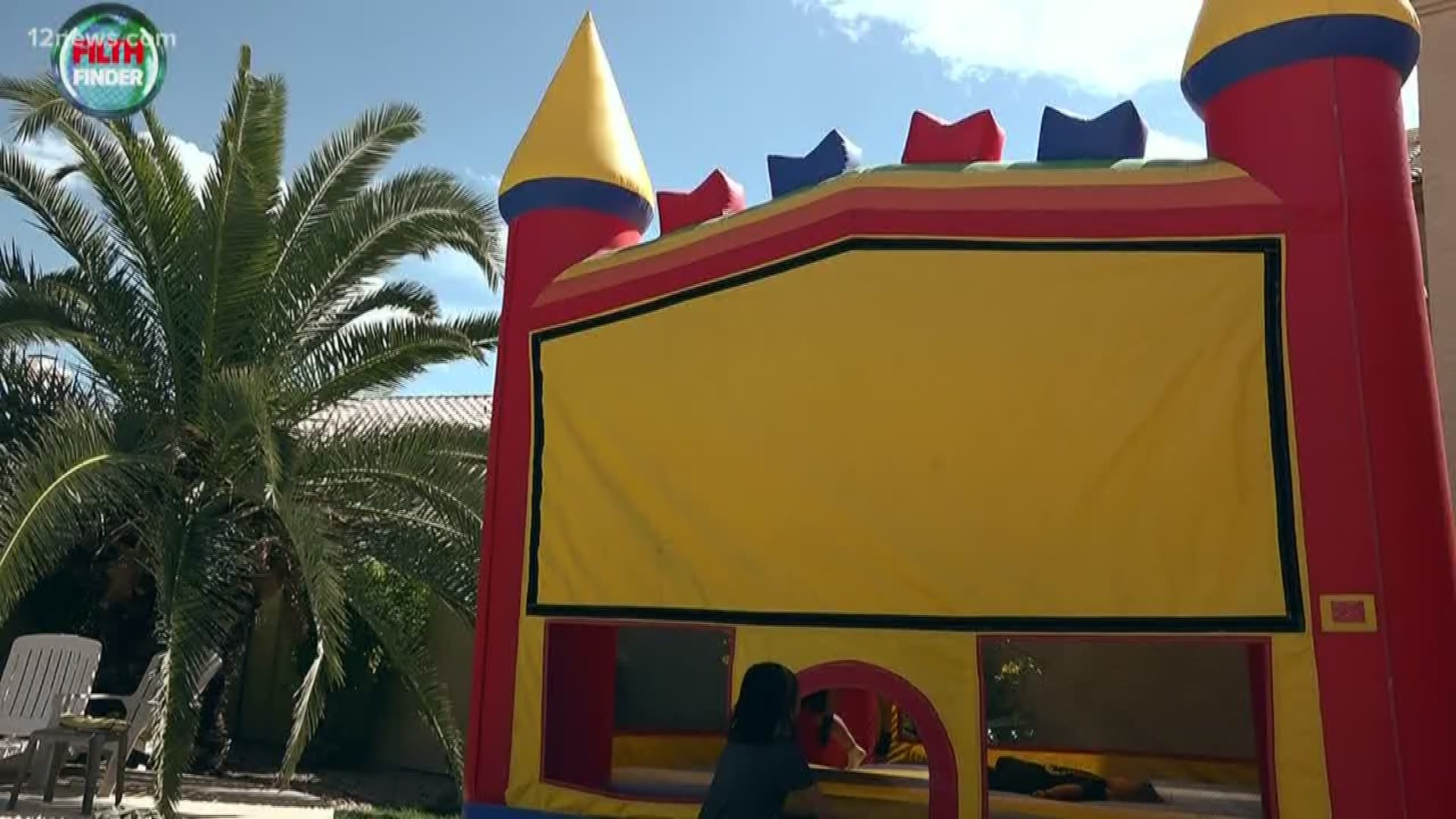 Bounce house companies claim they clean and disinfect the jumping castles before your kids jump in. We test one with a small group of kids to see how clean they are.