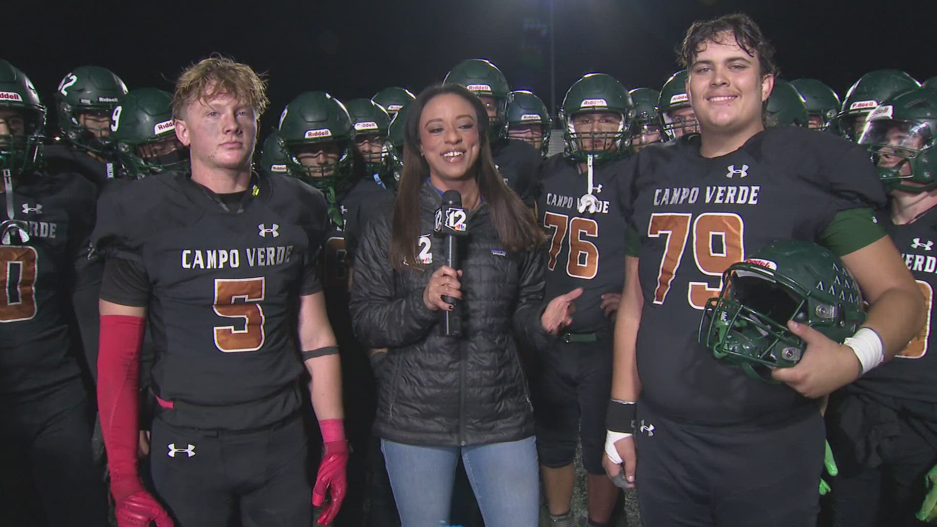 12Sports journalist Lina Washington speaks with two of Campo Verde's top players, Bobby Blackburn and Caden Dale, after the Coyotes' region-clinching win.