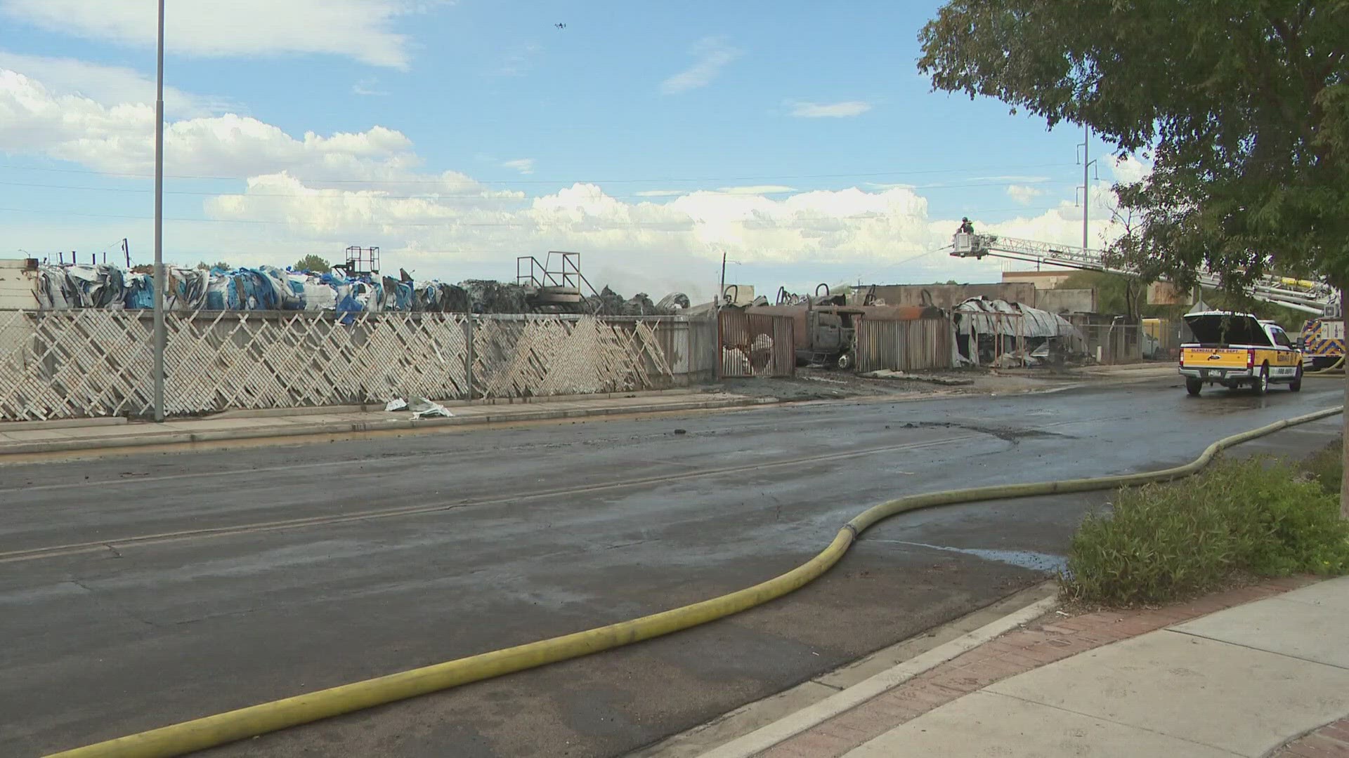 Fire officials say a tanker filled with vegetable oil exploded, sparking massive fire in Glendale.