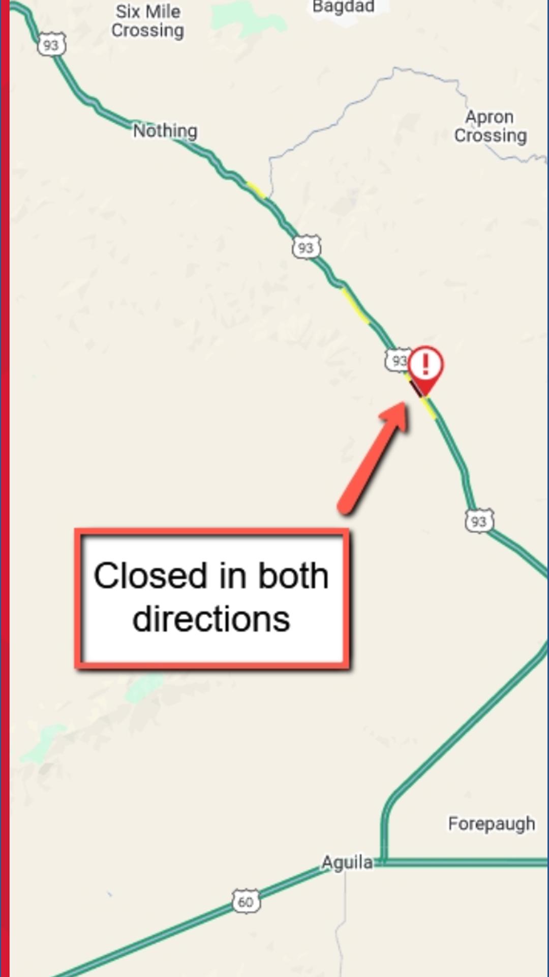 Local 93 Map US 93 reopens northwest of Phoenix after crash | 12news.com