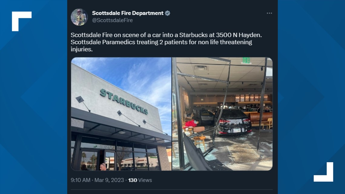 Mobil menabrak Starbucks Scottsdale, 2 orang terluka