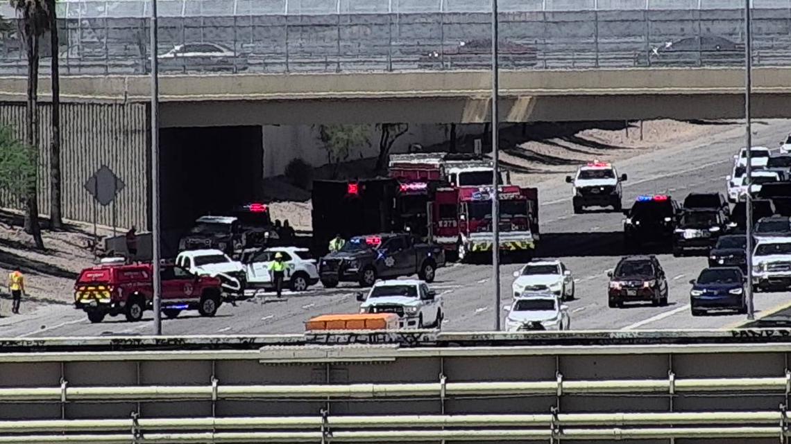 The collision involved four vehicles and one of them caught fire as a result of the crash, DPS said.