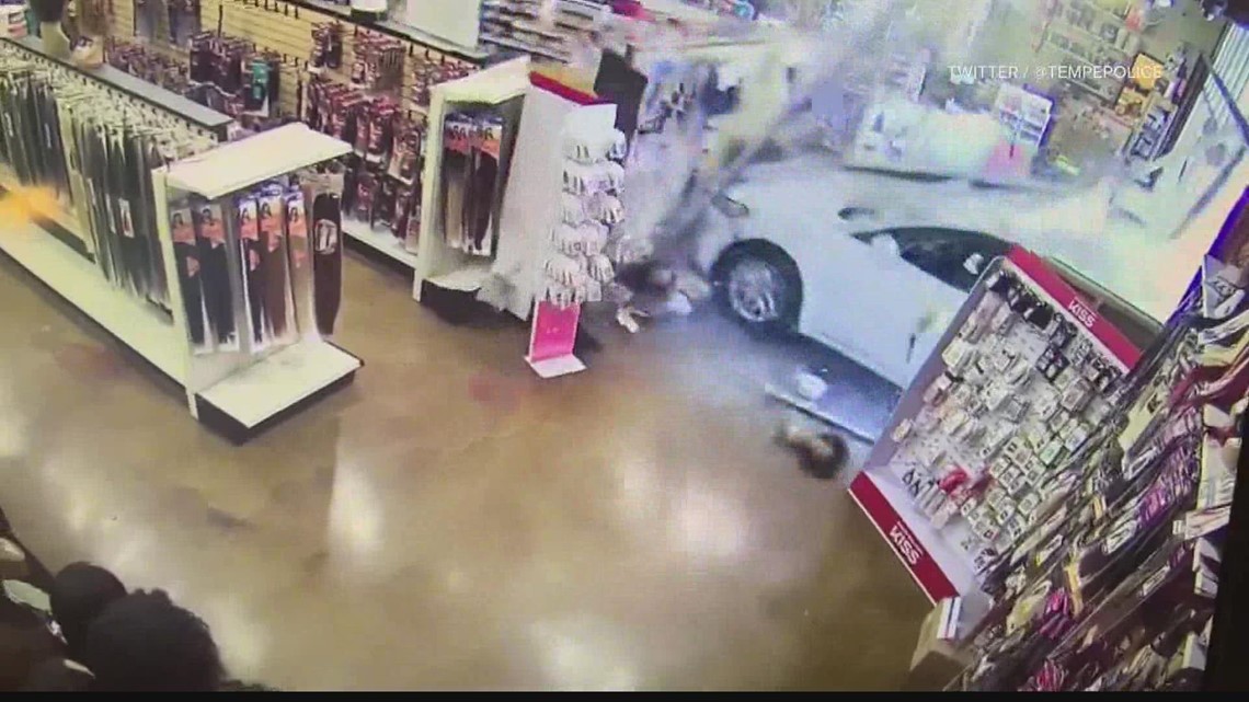 Driver accidentally crashes car into Tempe store, police say