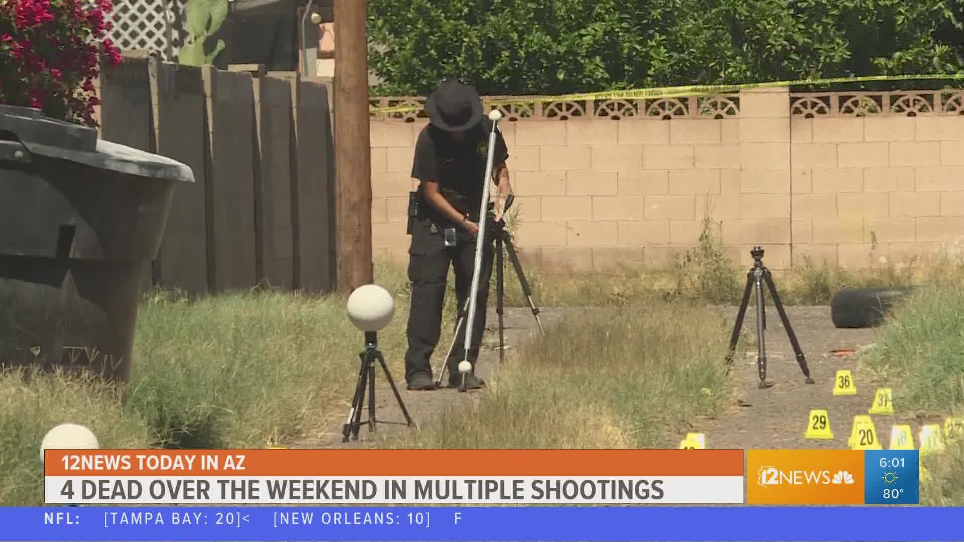 Multiple shootings left four people dead in Phoenix over a violent weekend. Jen Wahl has more on the incidents and what police are doing to stop gun violence.