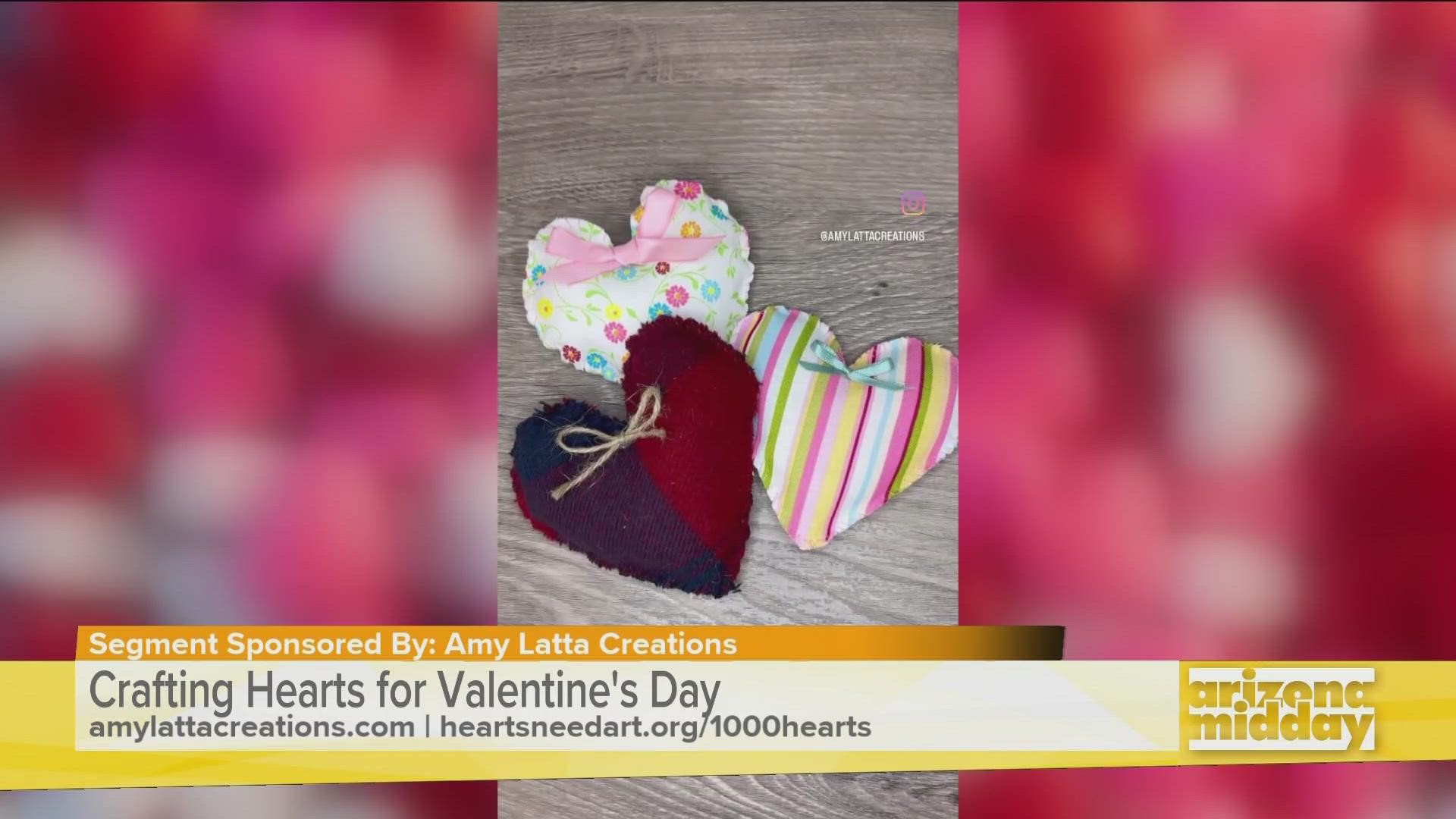 Amy Latta shows us how to make some cute and crafty hearts. She also shares how you can send these hearts to hospital patients and help raise money for the arts!