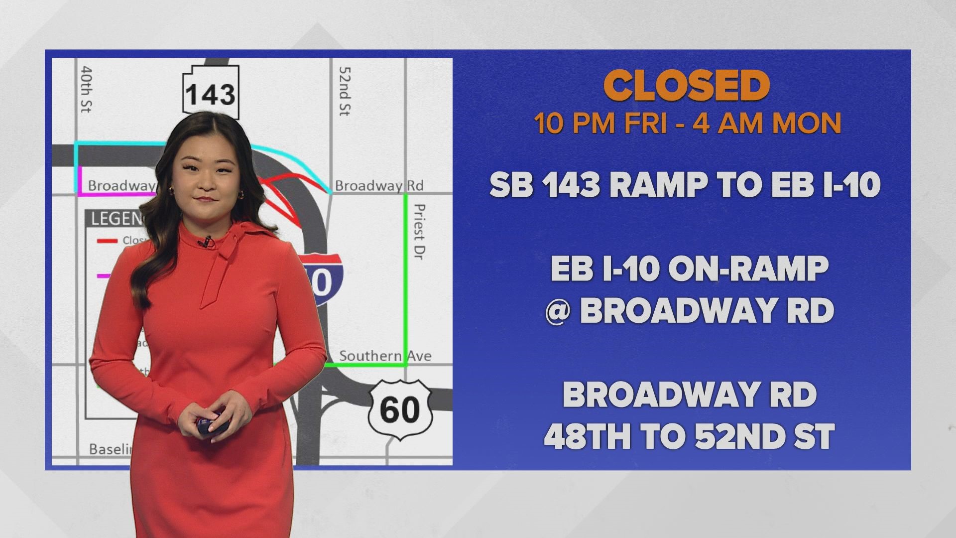 12News journalist Stella Sun gives a breakdown of all the closures and detours on Valley roads this weekend.