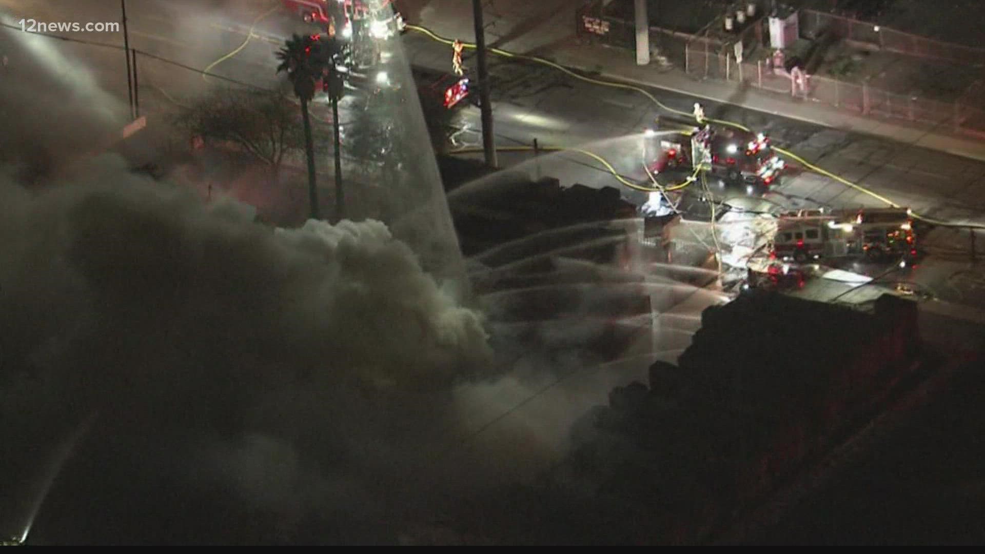 Firefighters gain quick control of pallet fire burning near 27th Avenue and Buckeye Road Tuesday night.