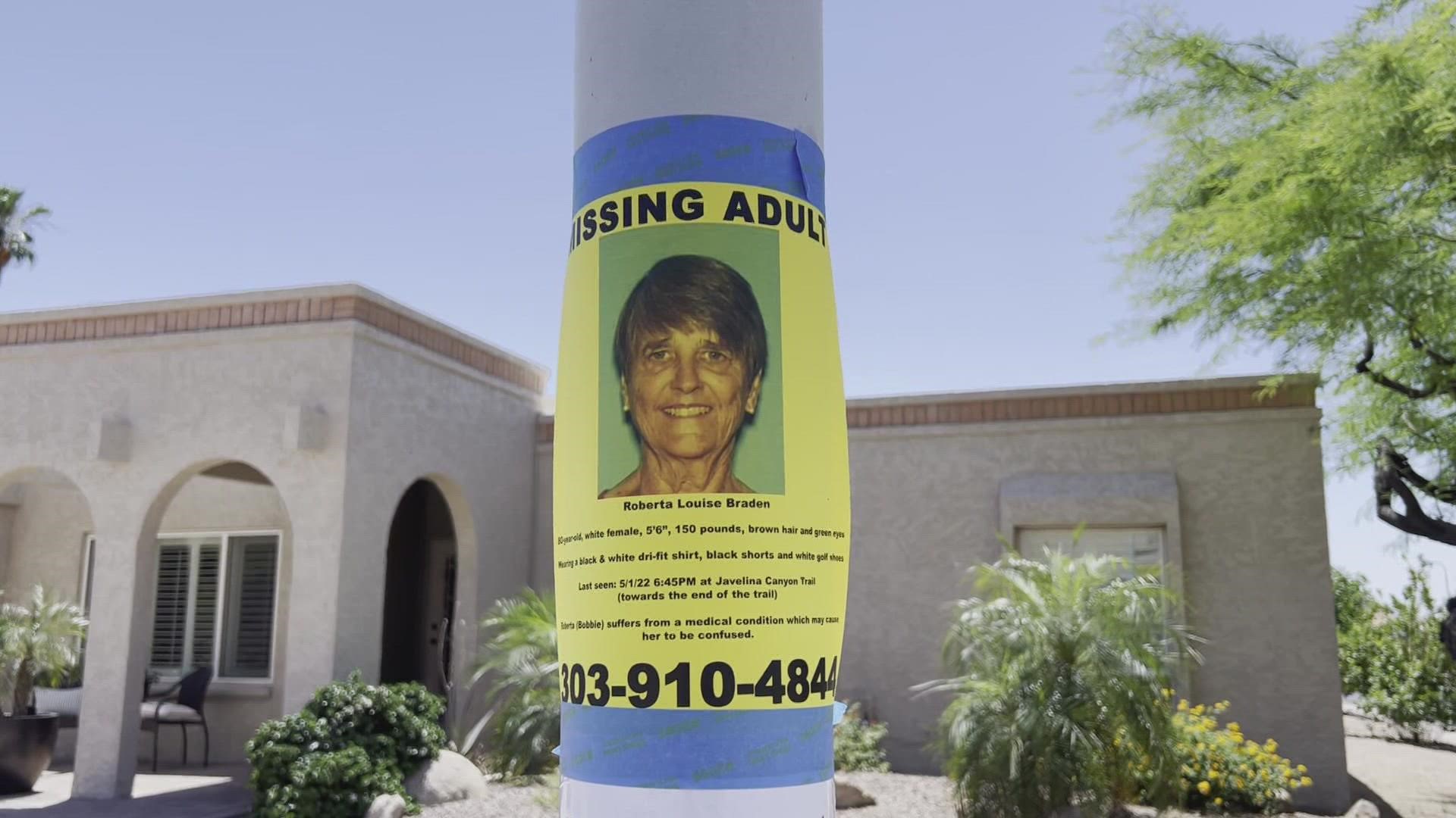 Roberta Braden, 80, was reported missing in May. Phoenix police say her remains were found this month in a remote area of South Mountain.