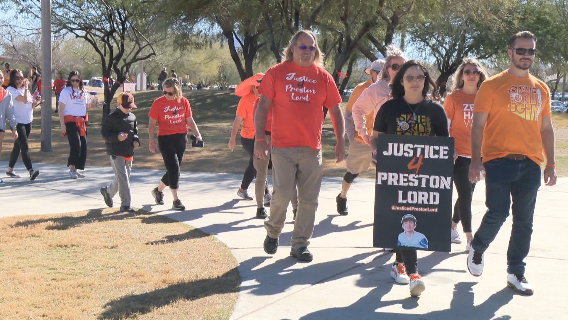 A walk calling for justice in the death of 16-year-old Preston Lord was held at Veterans Oasis Park in Chandler on Saturday.