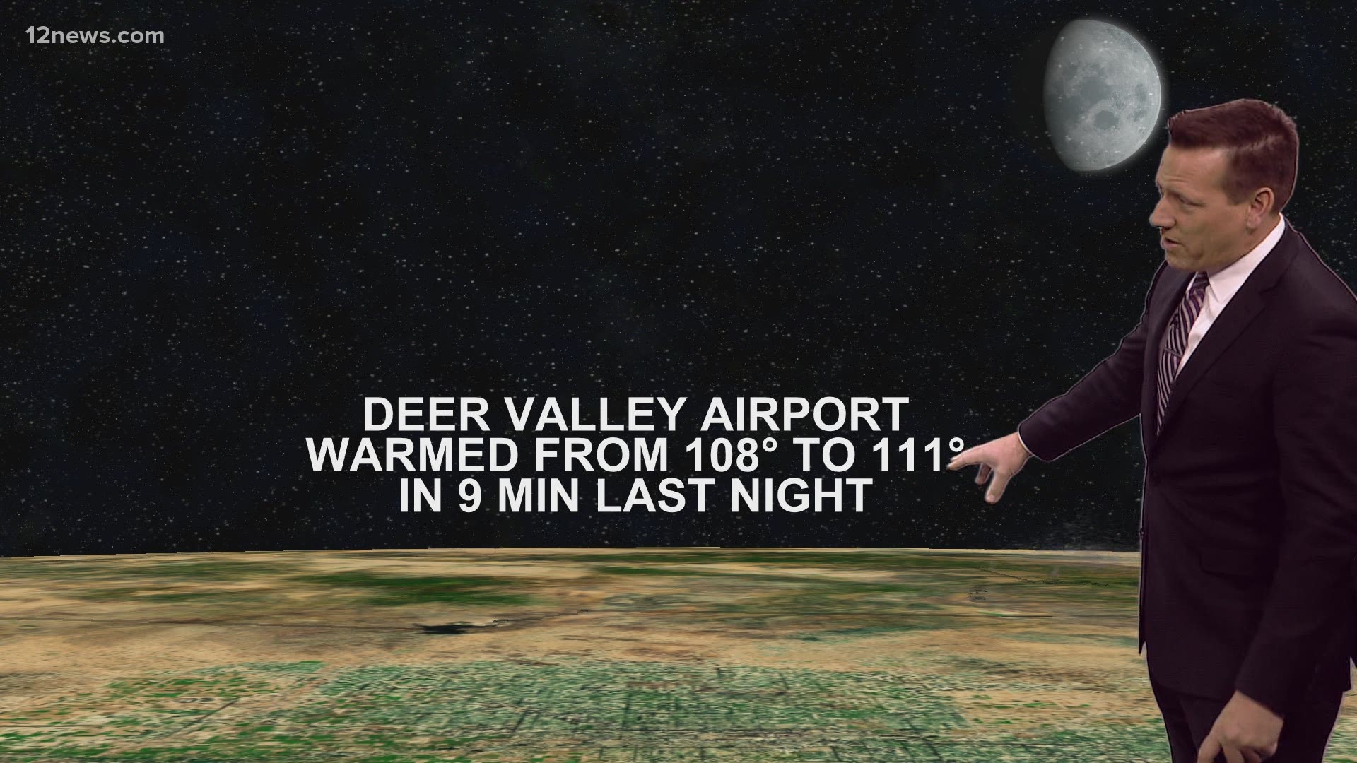 A rapid-temperature increase, which is a rare weather phenomenon, was recorded around 9 p.m. at Deer Valley Airport in Phoenix on Tuesday.