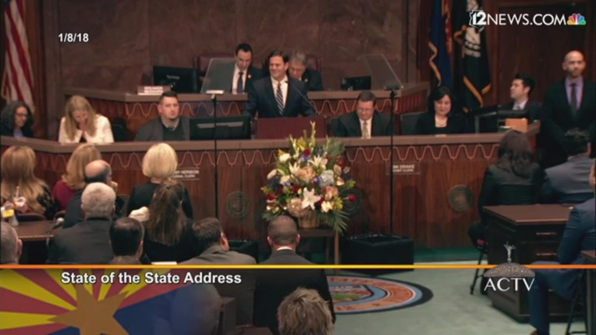 Gov. Ducey's delivered the "State of the State" address at the capitol in Phoenix.