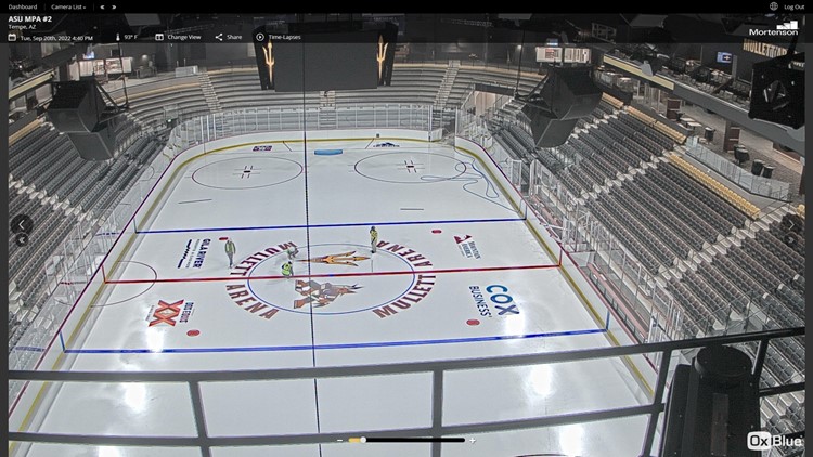 Here's the 1st look at the ASU/Arizona Coyotes shared center ice logo at ASU's Mullett Arena