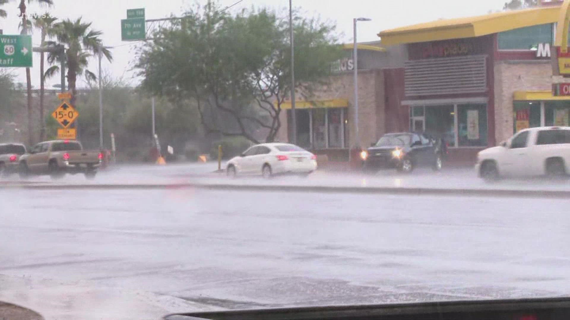 Fast-moving storms have been hitting Arizona all of Tuesday. A storm dumping heavy rain made its way into Phoenix on Tuesday evening.