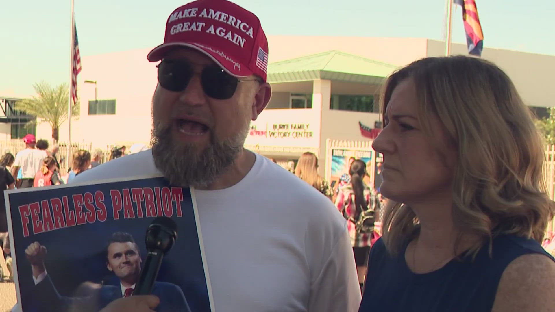 Charlie Kirk supporters traveled from across the country to attend his memorial service in Glendale.