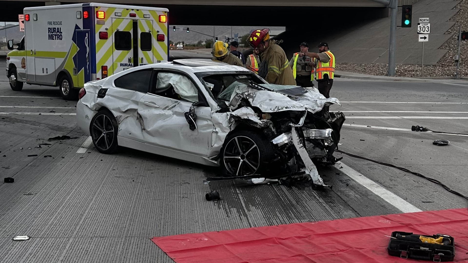 Car turns on side after crash near Loop 303 in West Valley | 12news.com