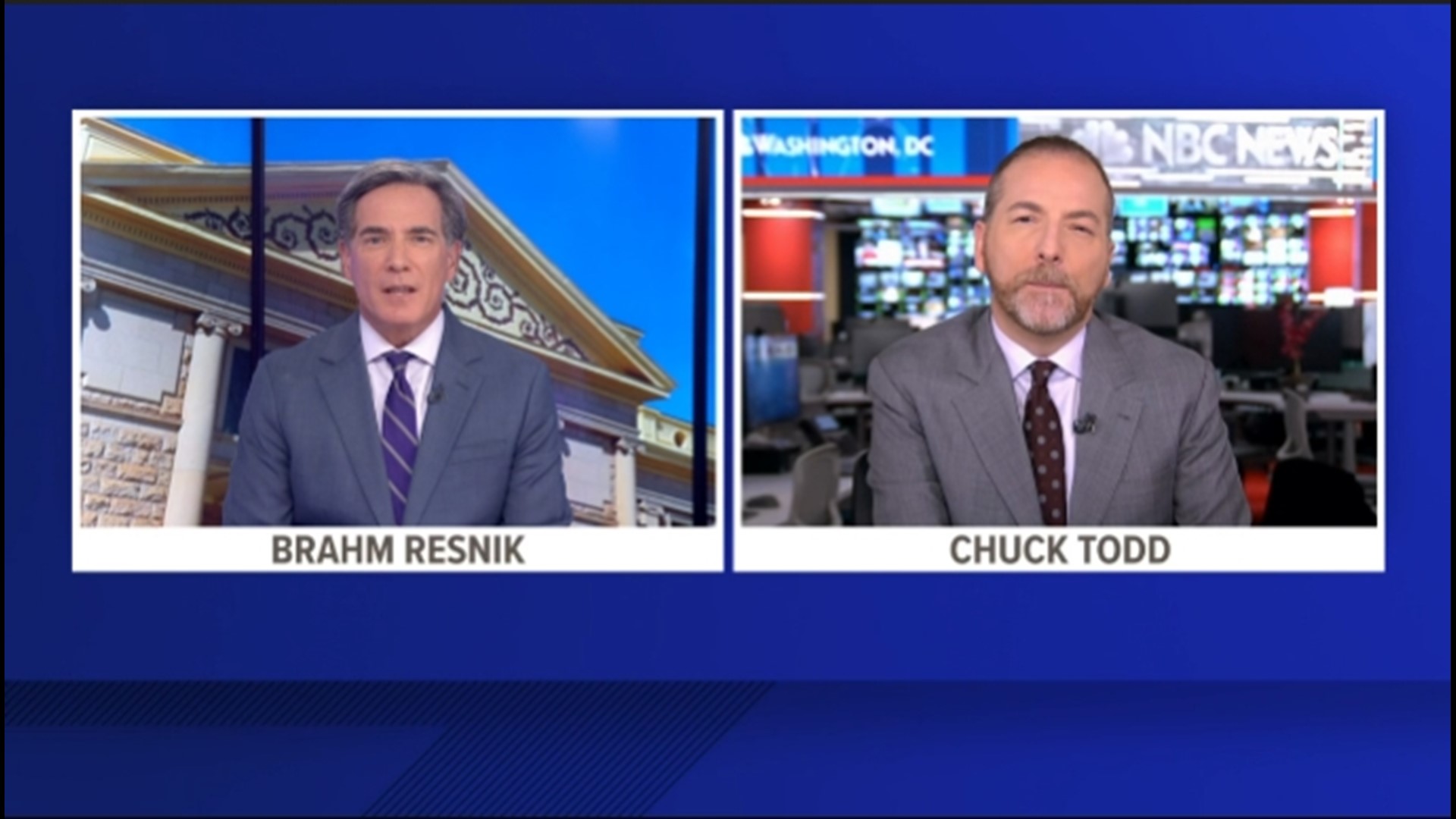 Chuck Todd, moderator of Meet the Press sat down for a virtual interview with 12News Political Insider Brahm Resnik.