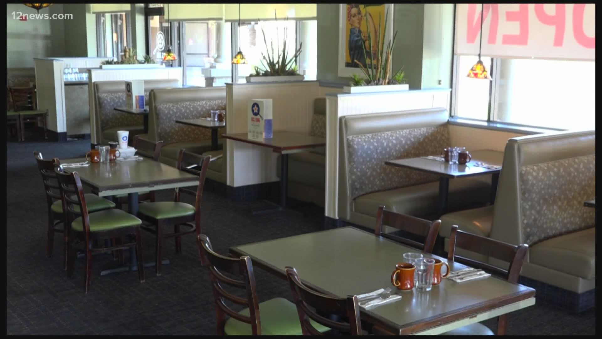 Dining in will look a little different at each restaurant, which are allowed to reopen starting Monday. Gov. Doug Ducey gave safety guidelines but not specifics.