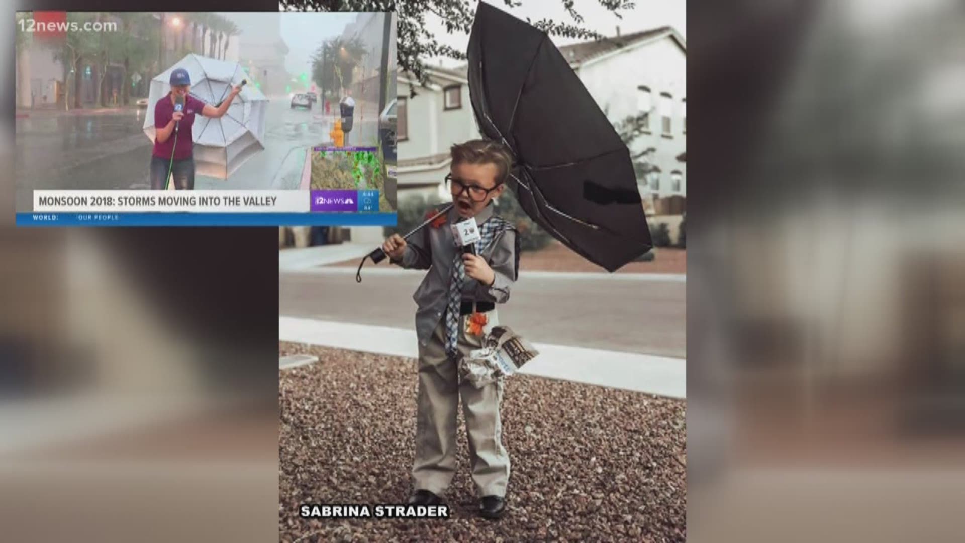 A 12 News viewer sent a photo of her 7-year-old new caster looking just like meteorologist Krystle Henderson when she covered monsoon in August.