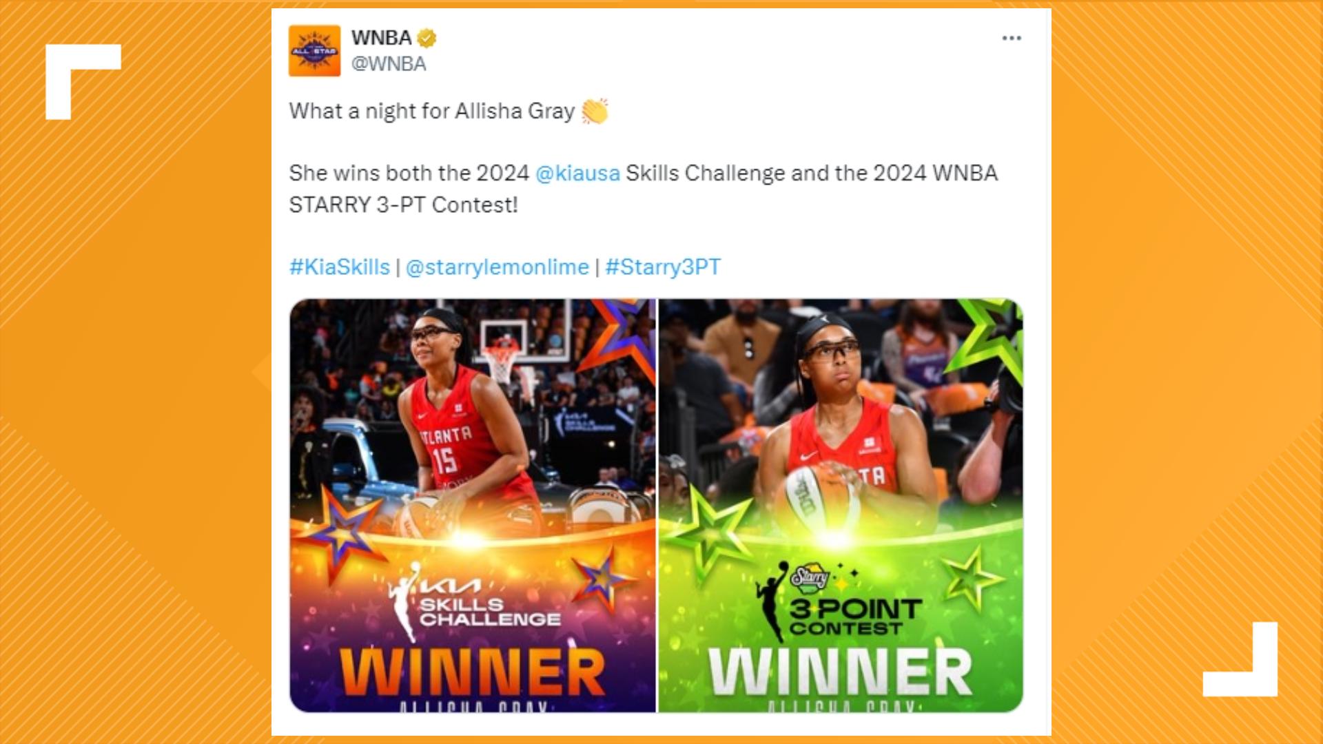 Atlanta's Allisha Gray wins WNBA All-Star 3-pt., skills contests ...