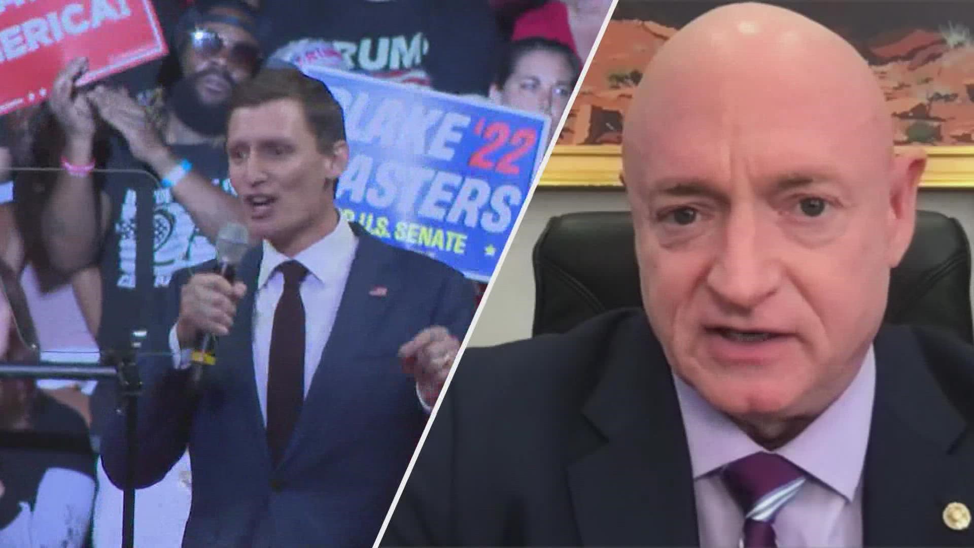 Senator Mark Kelly and Republican candidate Blake Masters face off in the Arizona U.S. Senate debate on Thursday.