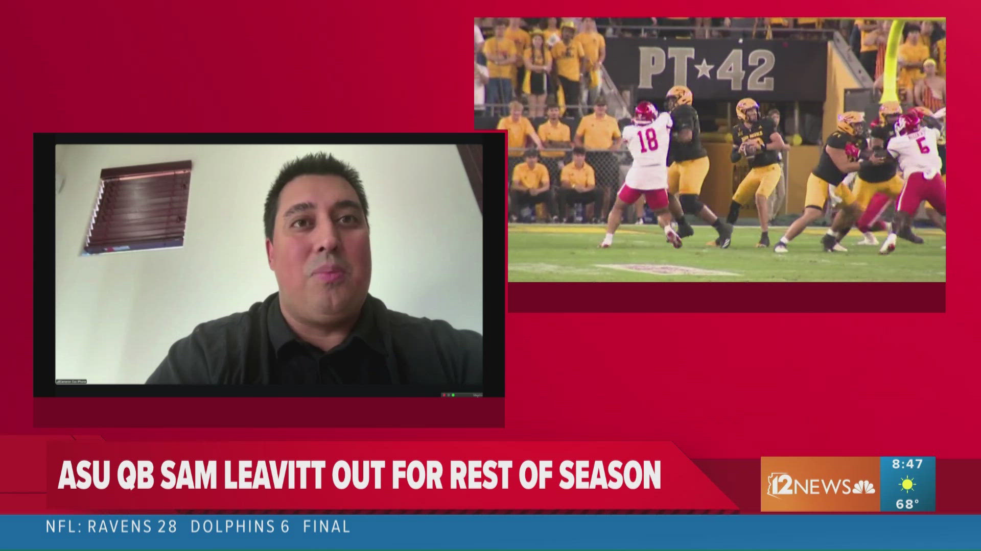 ASU quarterback Sam Leavitt is out for the season due to a foot injury requiring surgery, with Jeff Sims stepping in as the starter.